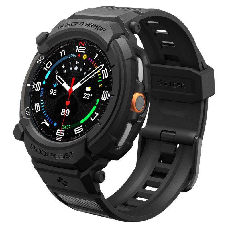 Husa pentru Samsung Galaxy Watch8 Classic + Curea - Spigen Rugged Armor Pro (ACS10013) - Matte Black