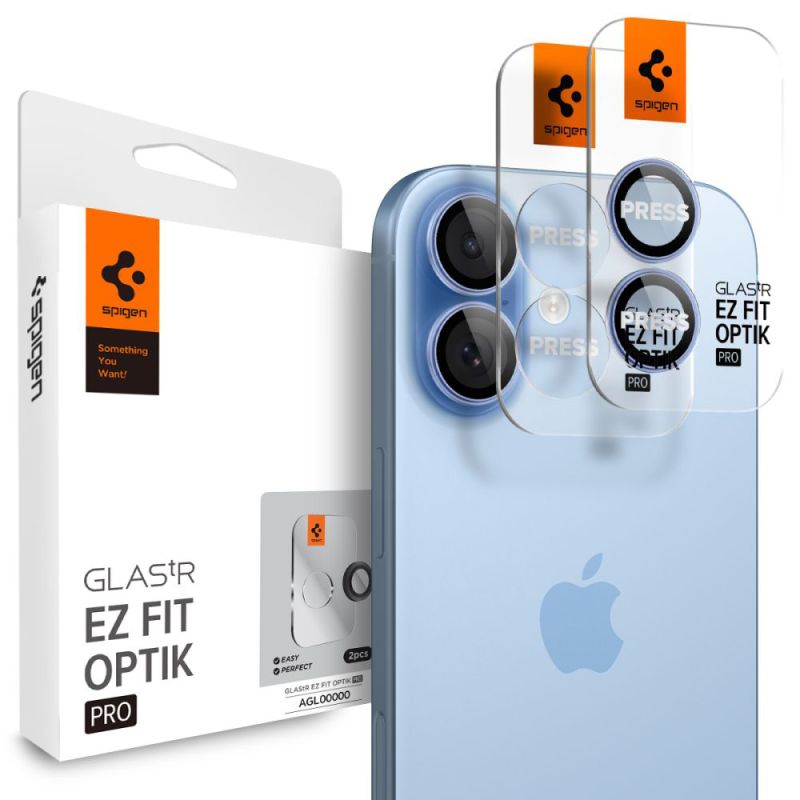 Folie Camera pentru iPhone 17 / iPhone 16 Plus / iPhone 16 (set 2) - Spigen Glas.tR Optik EZ Fit Pro (AGL10129) - Blue