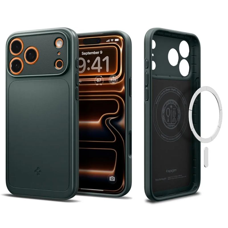 Husa pentru iPhone 17 Pro Max - Spigen Thin Fit MagSafe (ACS10275) - Abyss Green