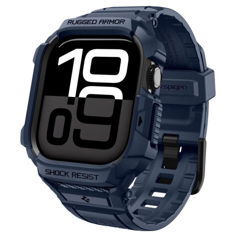 Husa pentru Apple Watch 10 42mm / Watch 11 42mm + Curea - Spigen Rugged Armor Pro V2 (ACS10495) - Navy Blue