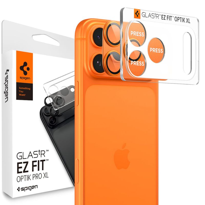 Folie Camera pentru iPhone 17 Pro Max - Spigen Glas.tR Optik EZ Fit Pro XL (AGL10650) - Orange