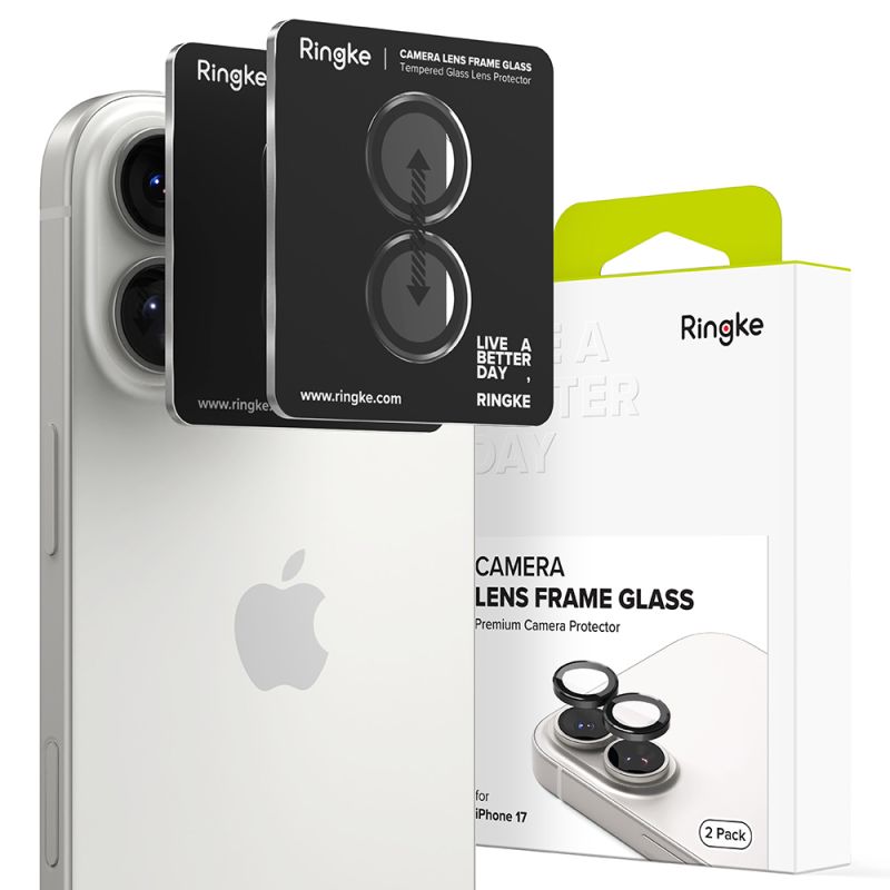 Folie Camera pentru iPhone 17 (set 2) - Ringke Camera Lens Frame Glass - Black
