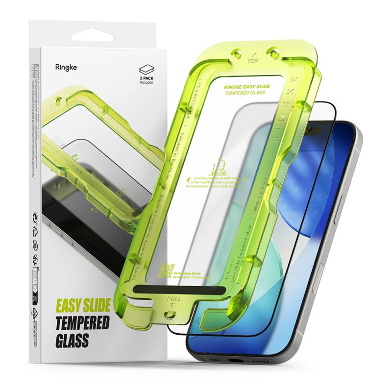 Folie pentru iPhone 17 Air (set 2) - Ringke Easy Slide Tempered Glass - Black