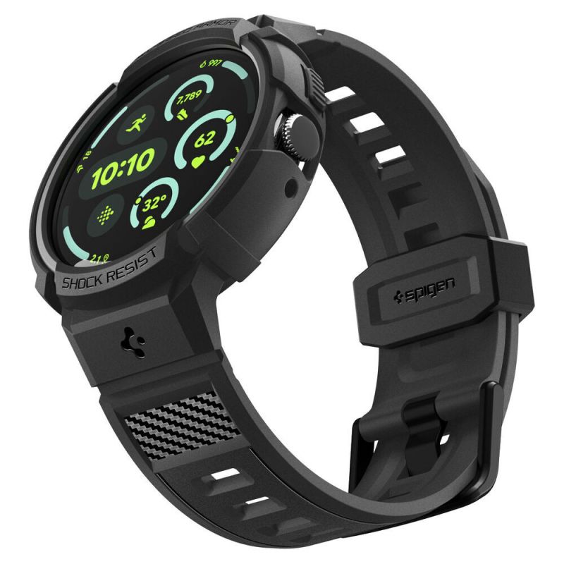 Husa pentru Google Pixel Watch 5 45mm / Watch 4 45mm + Curea - Spigen Rugged Armor Pro (ACS11223) - Black