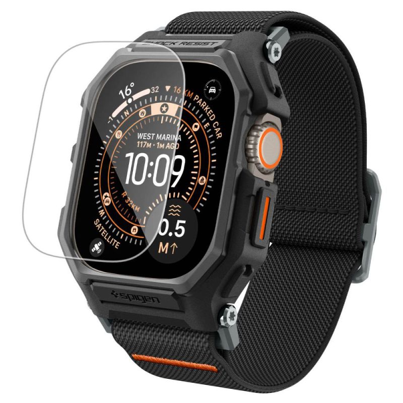 Husa pentru Apple Watch Ultra / Ultra 2 / Ultra 3 / Ultra 4 + Curea + Folie - Spigen Lite Fit "Pro" (ACS11415) - Matte Black