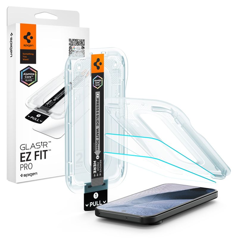 Folie pentru Google Pixel 11 / Pixel 11 Pro (set 2) - Spigen Glas.tR EZ FIT Pro (AGL11480) - Clear