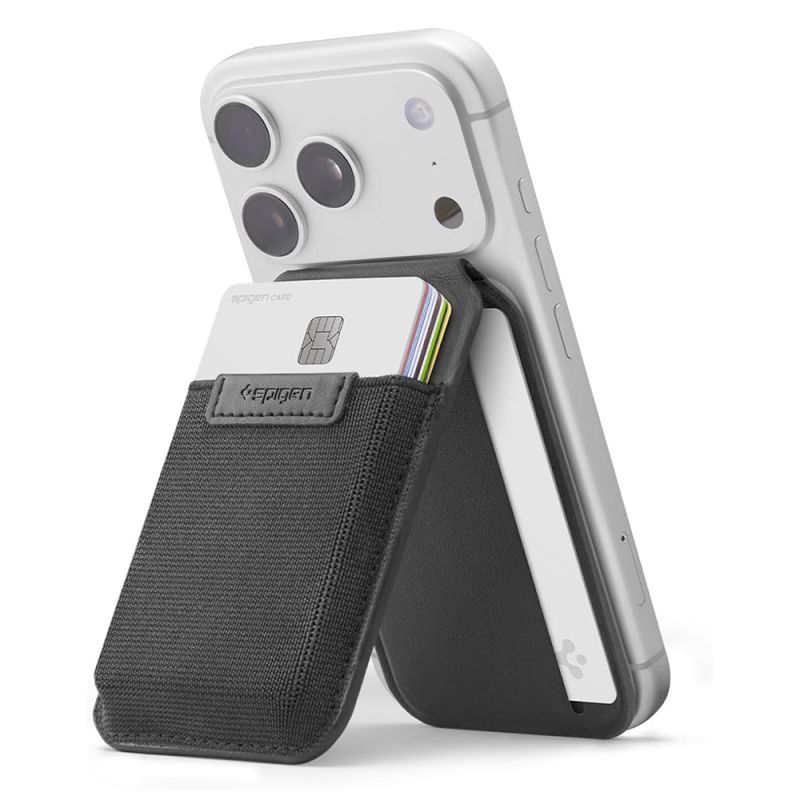 Portofel Carduri cu Suport MagSafe pentru iPhone - Spigen Slim Fold Tripod S314-4 (AFA11591) - Black