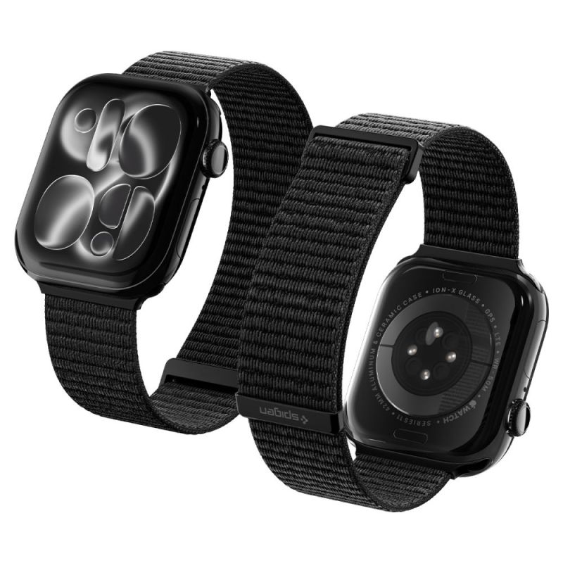 Curea pentru Apple Watch 12/11/10/9/8/7/SE (3/2/1 Gen)/6/5/4/(44mm/45mm)/ Ultra 3/2/1 (46mm/49mm) - Spigen Band WBF01 (AMP11833) - Black