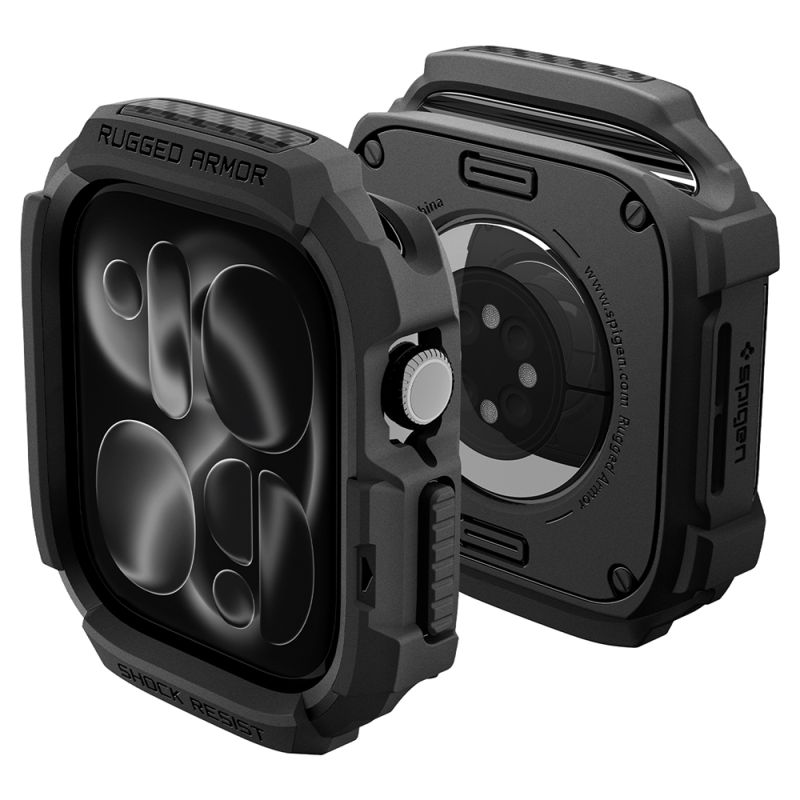 Husa pentru Apple Watch 12 46mm - Spigen Rugged Armor (ACS11886) - Matte Black