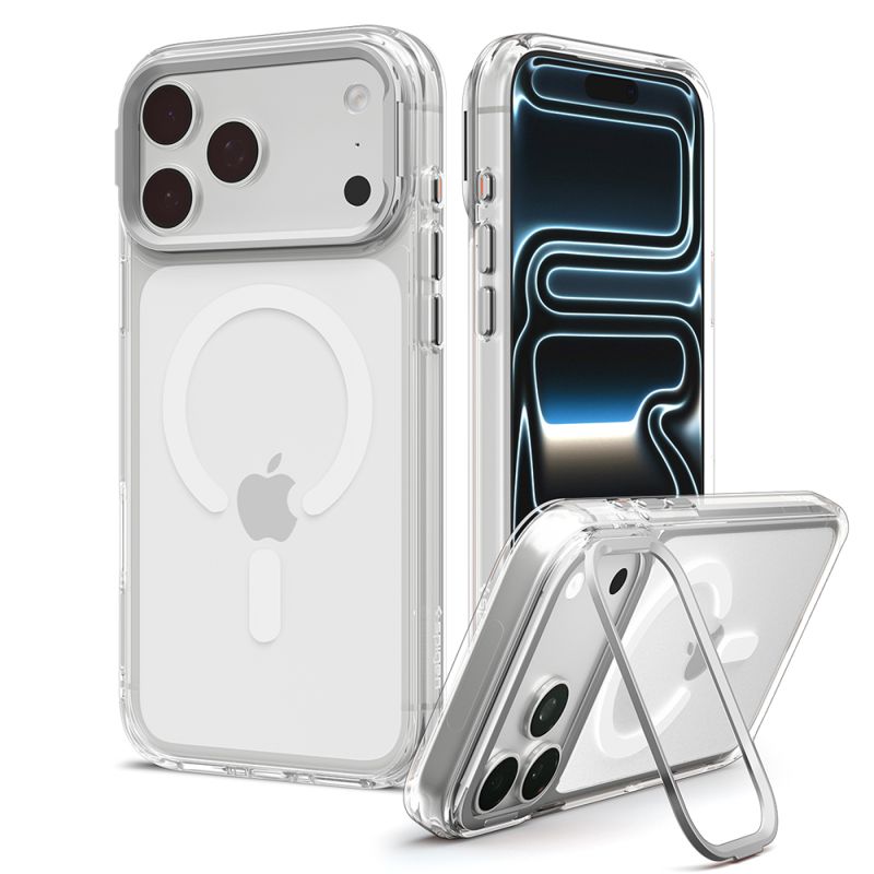 Husa pentru iPhone 18 Pro / iPhone 17 Pro - Spigen Ultra Hybrid Optik S MagSafe (ACS11921) - Clear / Silver