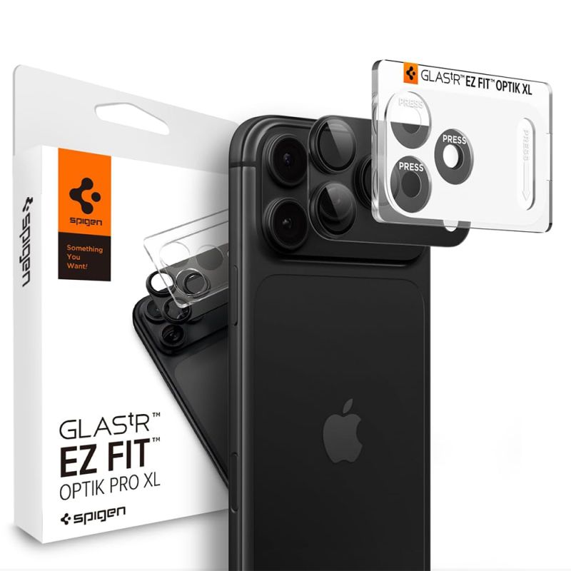 Folie Camera pentru iPhone 18 Pro - Spigen Optik.tR EZ Fit Pro XL Camera Glass (AGL12035) - Dark Gray