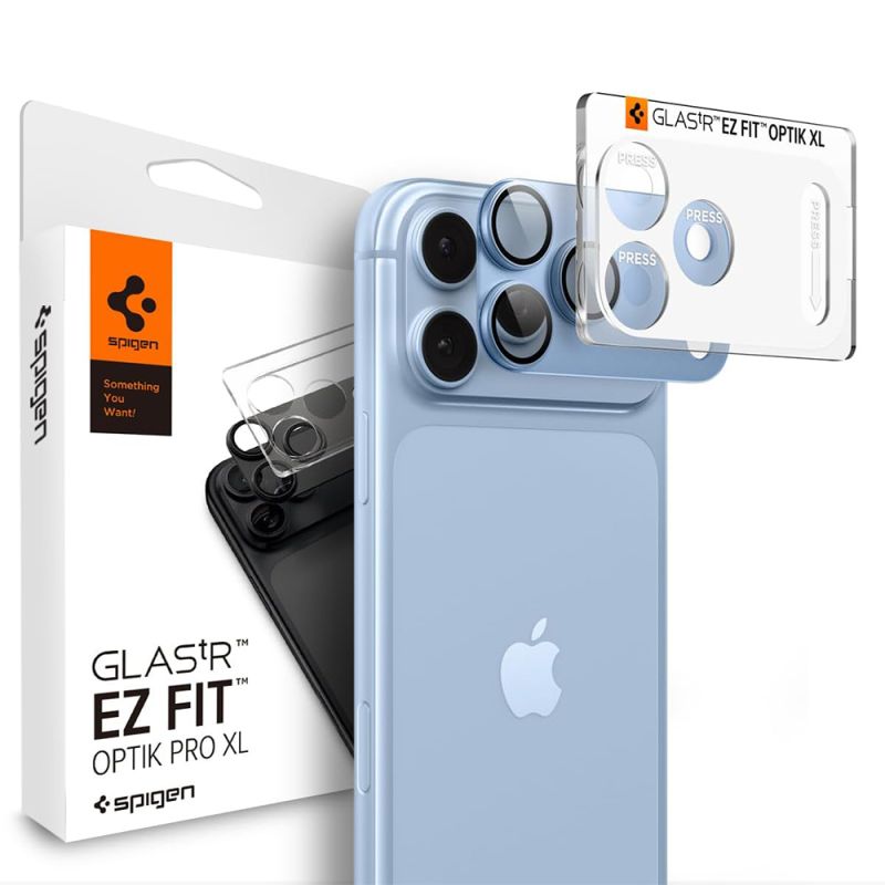 Folie Camera pentru iPhone 18 Pro - Spigen Optik.tR EZ Fit Pro XL Camera Glass (AGL12037) - Light Blue