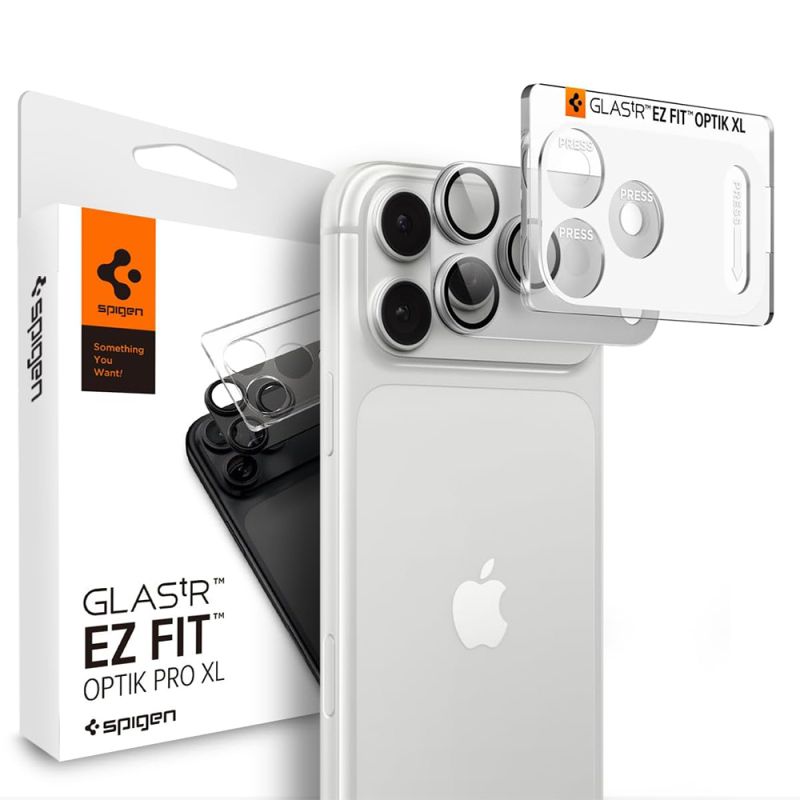 Folie Camera pentru iPhone 18 Pro Max - Spigen Glas.tR Optik EZ Fit Pro XL (AGL12042) - Silver