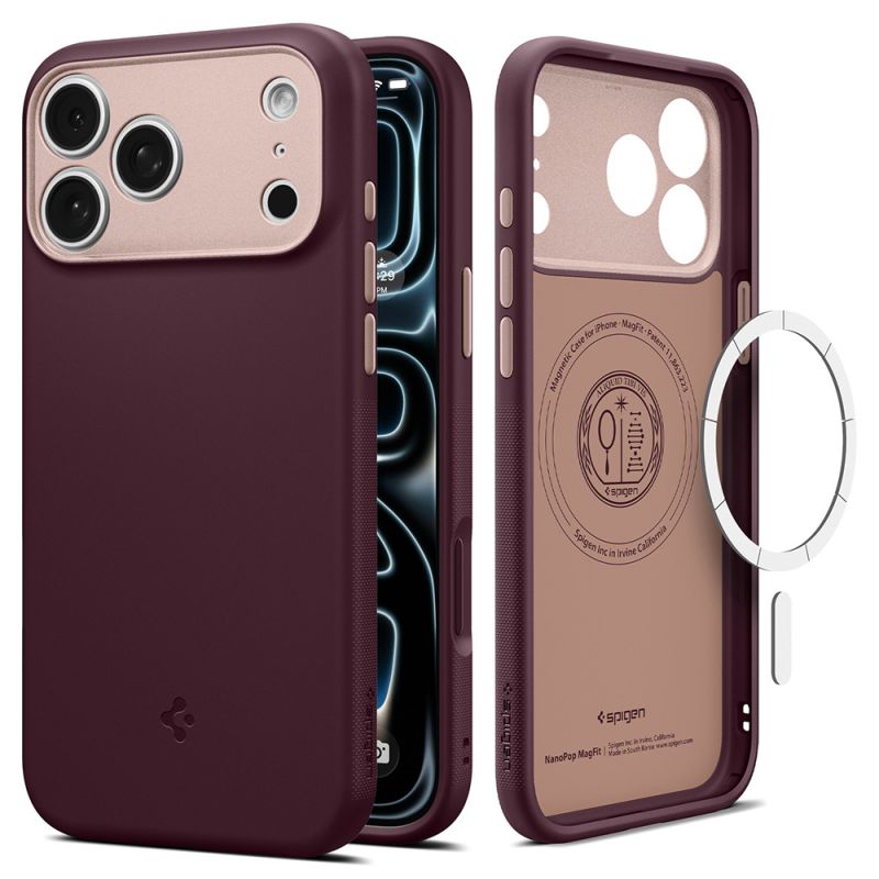 Husa pentru iPhone 18 Pro Max / iPhone 17 Pro Max - Spigen Caseology Nano Pop MagSafe (ACS12141) - Burgundy Bean