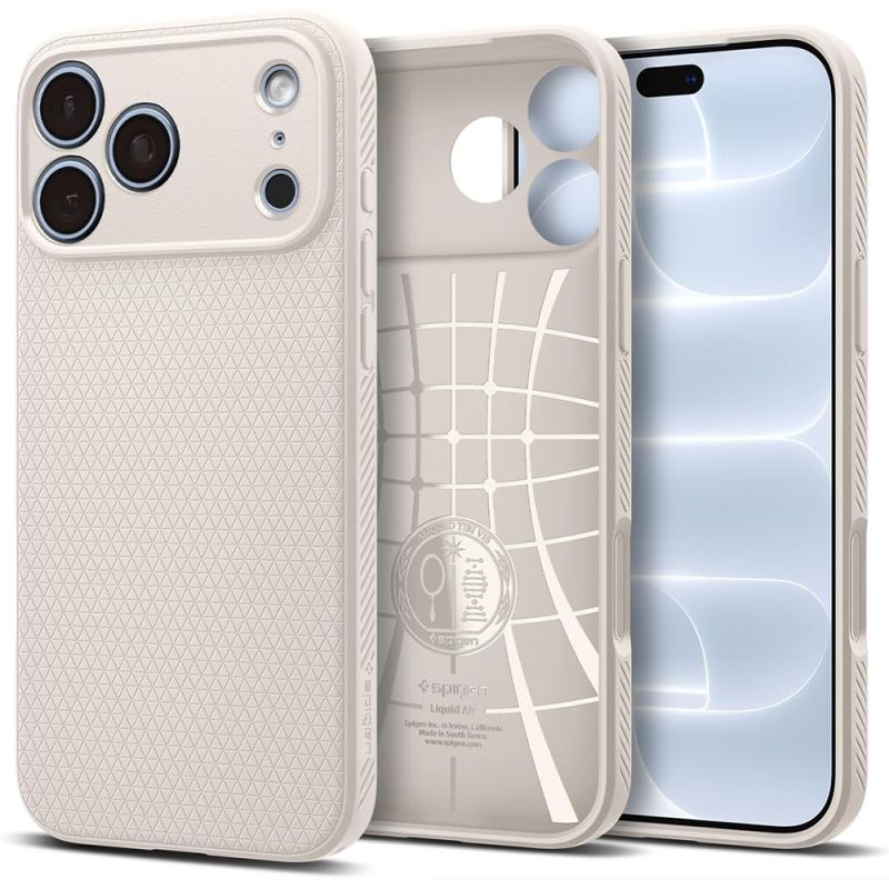 Husa pentru iPhone 18 Pro / iPhone 17 Pro - Spigen Liquid Air (ACS12152) - Natural Titanium