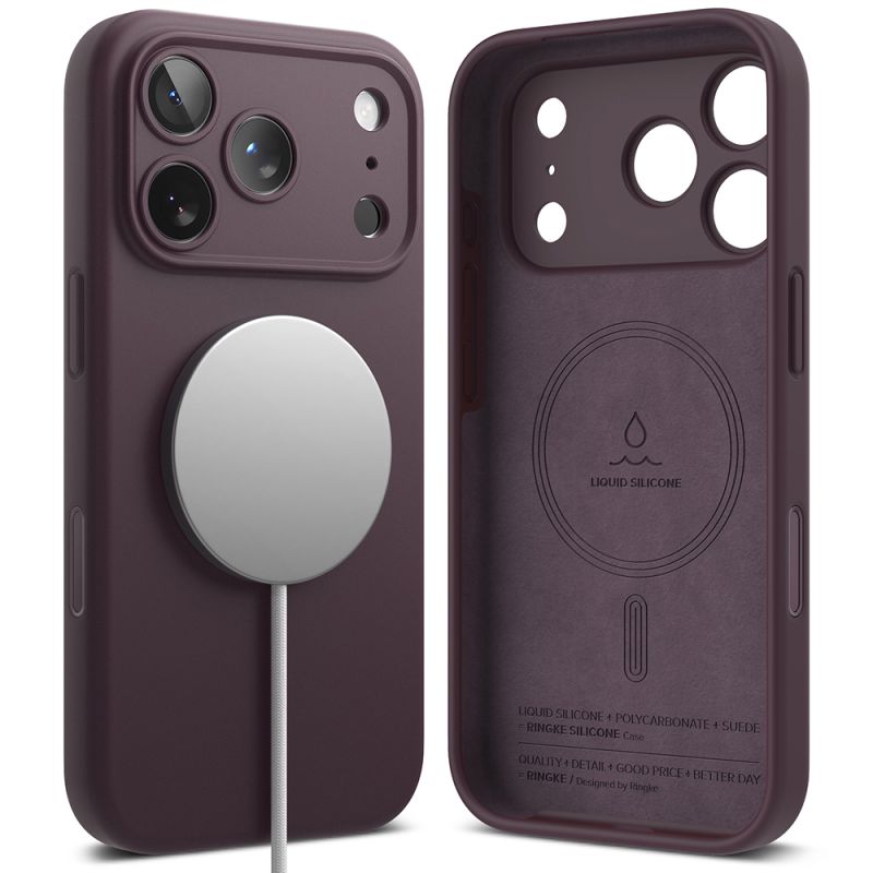 Husa pentru iPhone 18 Pro - Ringke Silicone MagSafe - Dark Cherry
