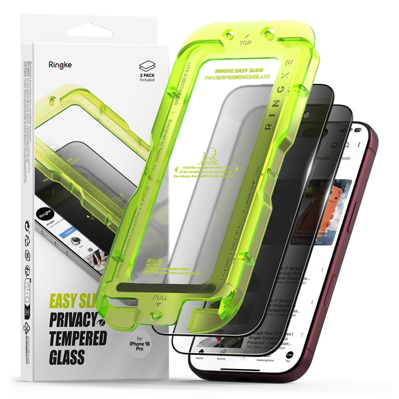 Folie pentru iPhone 18 Pro (set 2) - Ringke Easy Slide Tempered Glass - Privacy