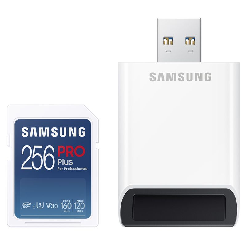 Card de Memorie, Cititor, 256GB, Class 10, UHS-I, 160MB/s - Samsung (MB-SD256KB/WW) - Blue/White