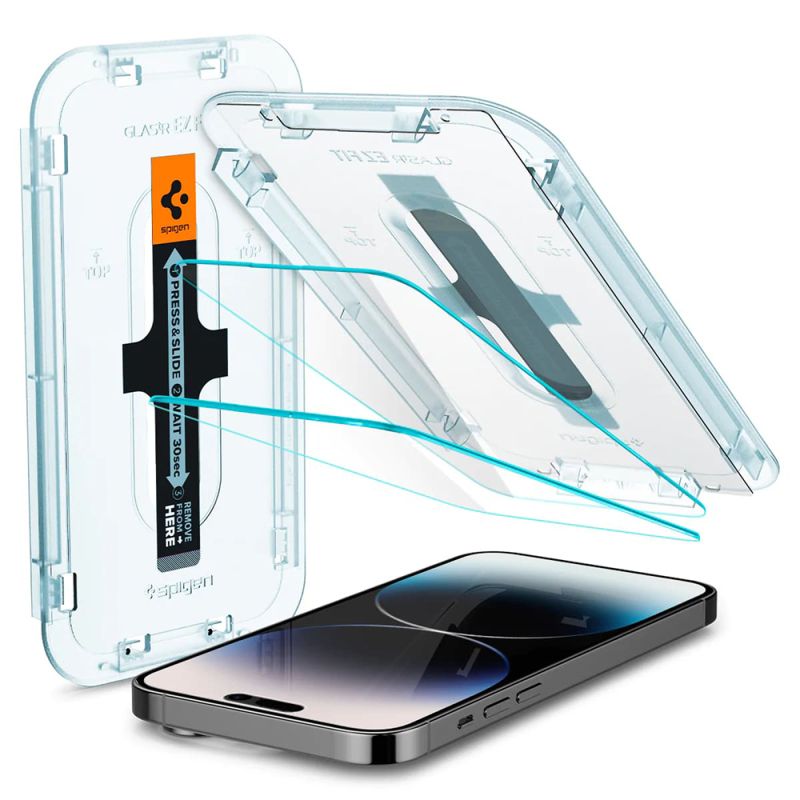 Folie pentru iPhone 14 Pro (set 2) - Spigen Glas.tR EZ FIT (AGL05214) - Clear