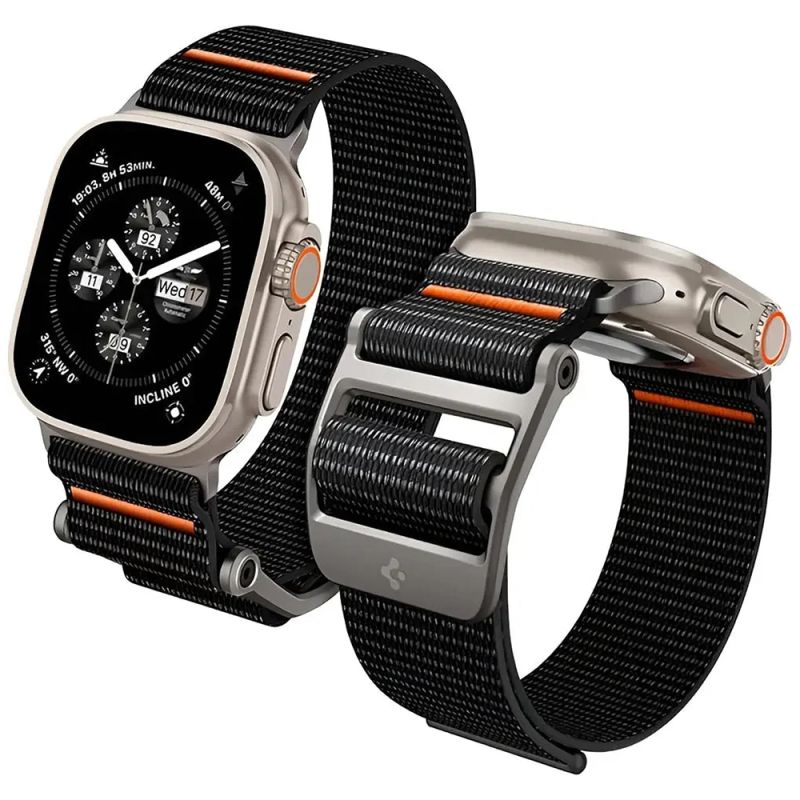 Curea pentru Apple Watch 12/11/10/9/8/7/SE (3/2/1 Gen)/6/5/4/(44mm/45mm)/ Ultra 4/3/2/1 (46mm/49mm) - Spigen DuraPro Flex (AMP05981) - Black