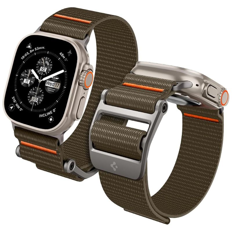 Curea pentru Apple Watch 12/11/10/9/8/7/SE (3/2/1 Gen)/6/5/4/(44mm/45mm)/ Ultra 4/3/2/1 (46mm/49mm) - Spigen DuraPro Flex (AMP05982) - Khaki