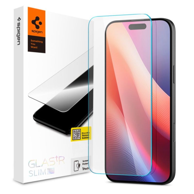 Folie pentru iPhone 15 / iPhone 16 - Spigen Glas.tR Slim HD (AGL06910) - Clear