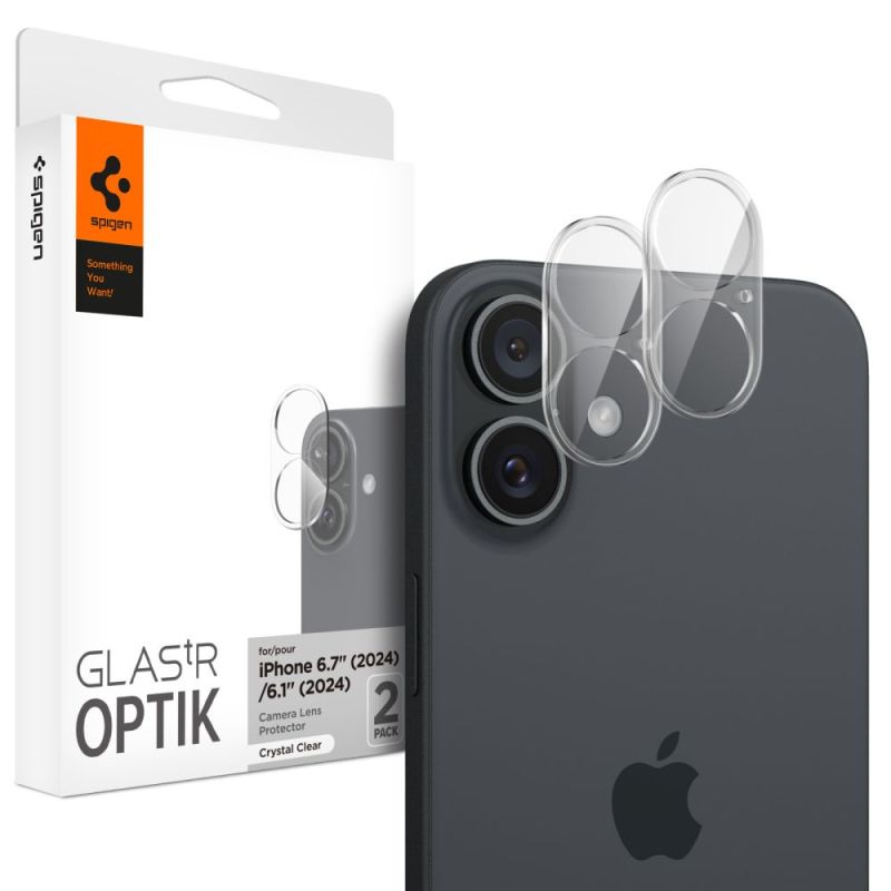 Folie Camera pentru iPhone 16 / iPhone 16 Plus (set 2) - Spigen Glas.tR Optik (AGL07923) - Clear
