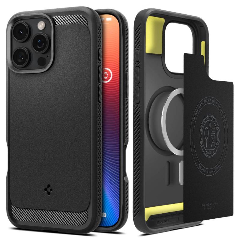 Husa pentru iPhone 16 Pro - Spigen Rugged Armor MagSafe (ACS08115) - Matte Black