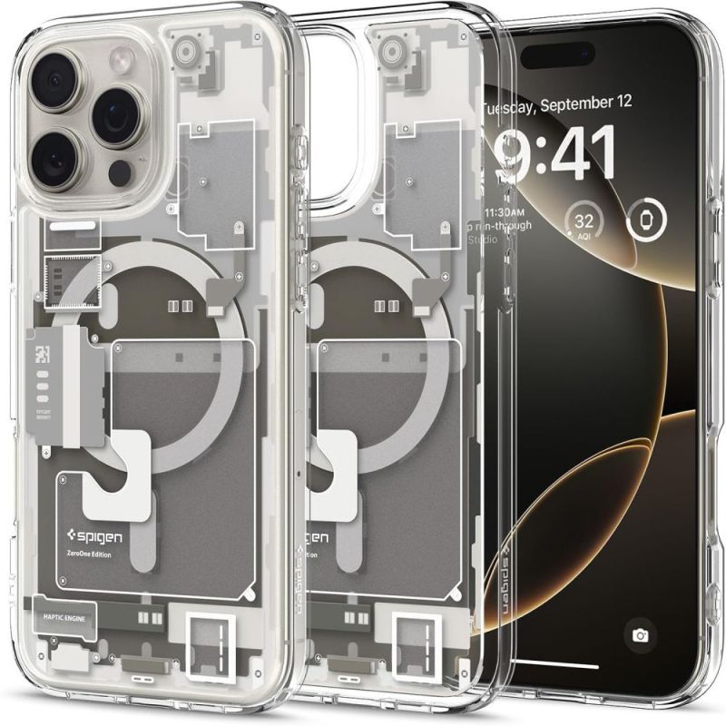 Husa pentru iPhone 16 Pro - Spigen Ultra Zero One Hybrid MagSafe (ACS08137) - Natural Titanium