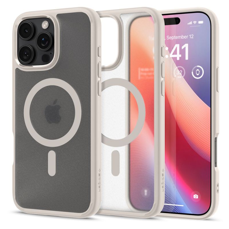 Husa pentru iPhone 16 Pro Max - Spigen Ultra Hybrid MagSafe (ACS08382) - Frost Natural Titanium