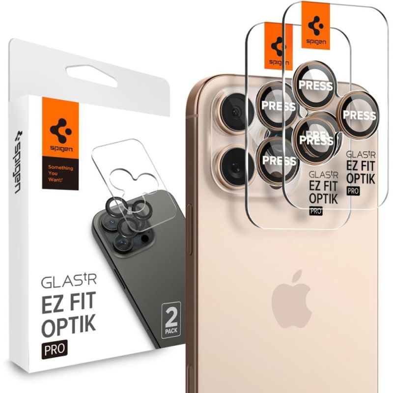 Folie Camera pentru iPhone 16 Pro (set 2) - Spigen Glas.tR Optik EZ Fit Pro (AGL08862) - Desert Titanium